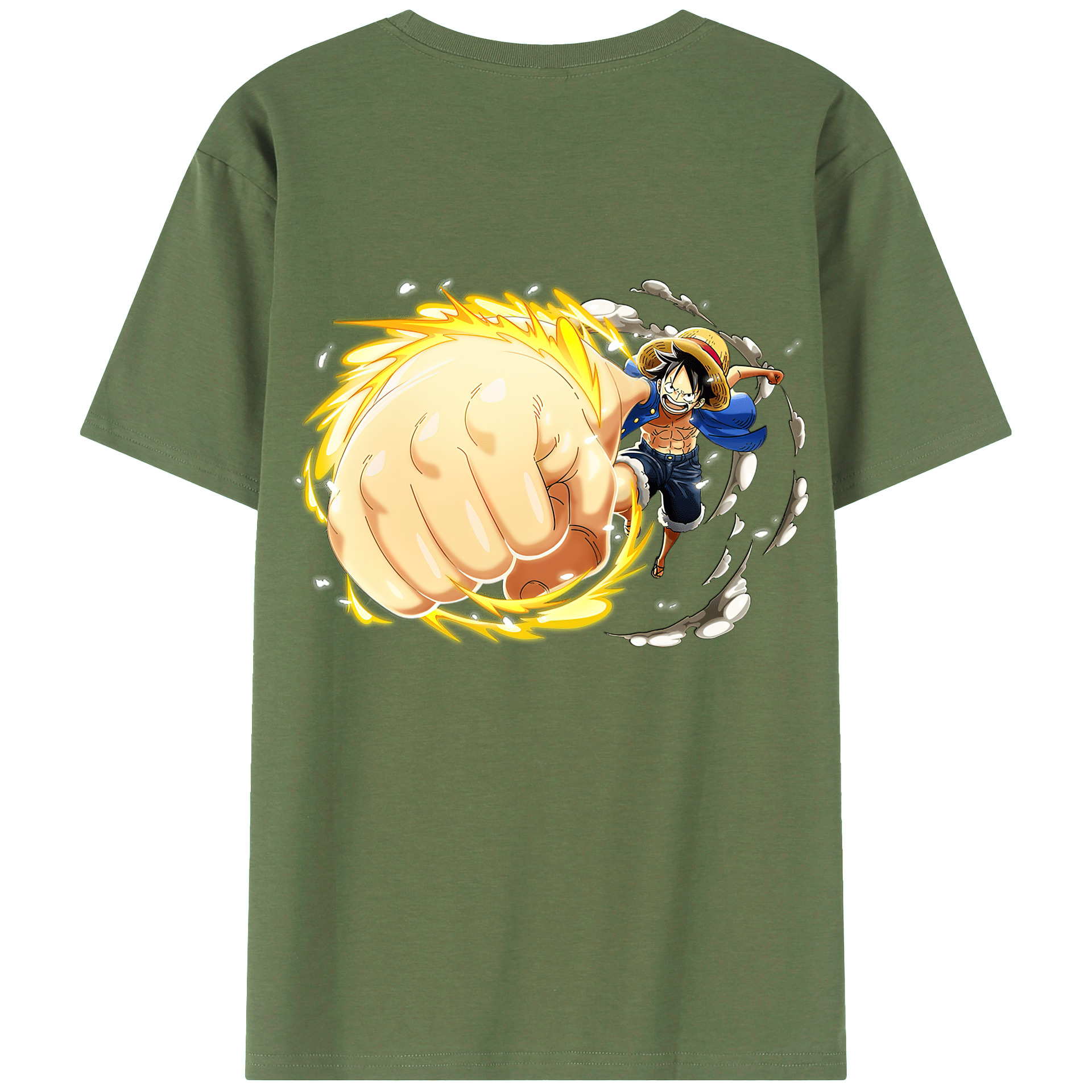 （画像用） ワンピース モンキー・D・ルフィ ONE PIECE Monkey D. Luffy 綿100％ メンズ半袖Tシャツ（バックプリント） 通気性